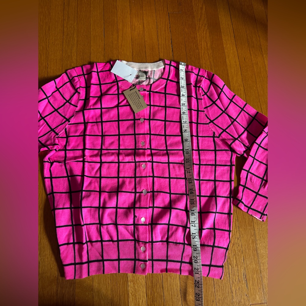 2013 J. Crew Factory Claire Cotton Cardigan in Fuchsia Window, Size L, NWT - Picture 7 of 11